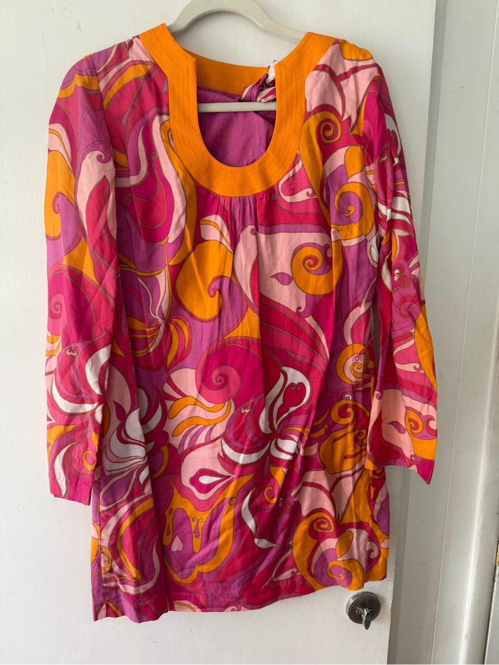 Banana Republic Trina Turk  Pink and Orange Swirl Tunic Dress